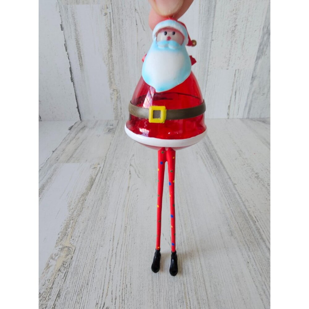 Santa‎ long legs AS IS ornament glass unique polka dot Xmas tree